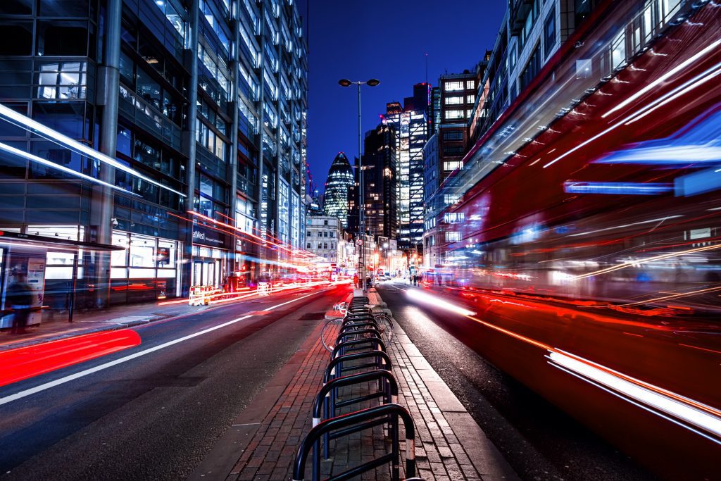 brand image - City street at night with color trails