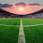 Football stadium at sunset