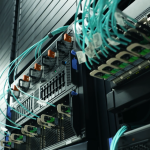 Close up of wires at the back of a server rack