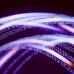 Brand image - A glowing particle and light network communication on a black background.