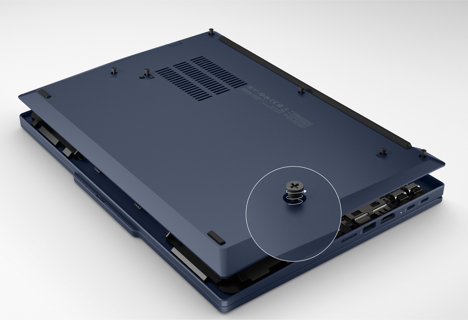 ThinkPad T14 with close-up of screws