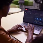 Woman using a Lenovo laptop